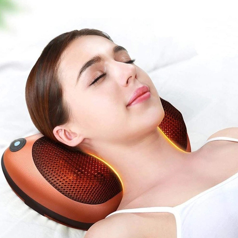 Massageador 8 Bolas Shiatsu Lombar Pescoço Veicular e Casa Almofada Lombar Pescoço Pés