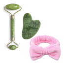 Kit Rolo de Jade + Gua Sha Original para Massagem Facial e Lifting Natural – Skin Glow