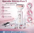 Depilador Feminino Elétrico 5 em 1 Sem Dor Recarregável USB para Corpo e Rosto – Skin Glow