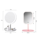 Espelho LED de Mesa com Bandeja Porta Maquiagem Luz 3 Cores Ajustável Touch USB